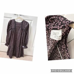 Zara Kids Dress - Black with Pink Pattern